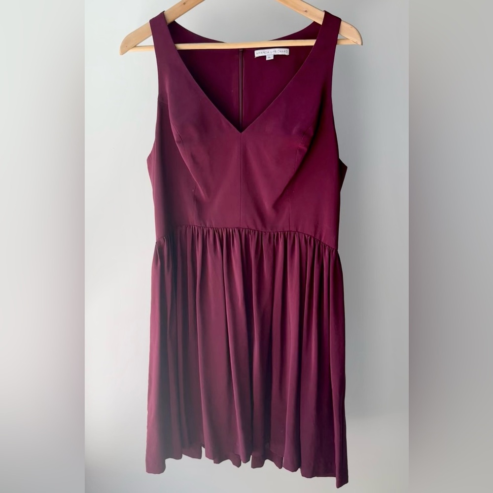 Silk v-neck dress in deep burgundy | Amanda Uprichard